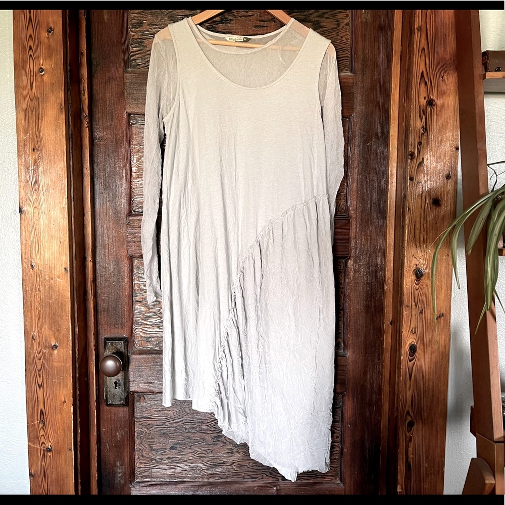 Chalet Asymmetrical Long Sleeve Dress in Light Gray